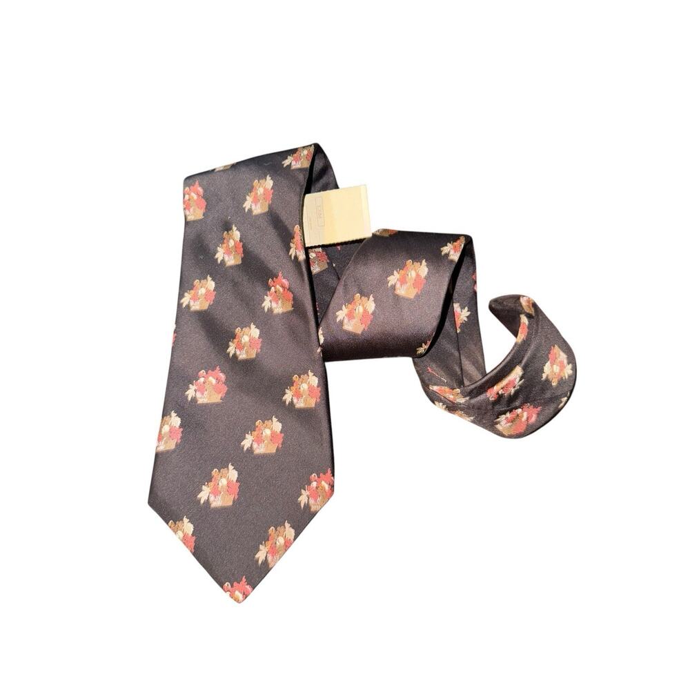 Vintage Berkley Cravats Thanksgiving Harvest Basket Silk Tie‎ Famous Barr NWT